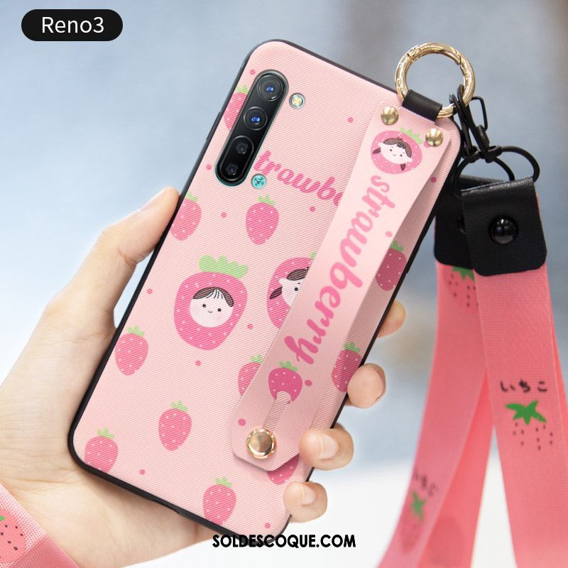 Coque Oppo Reno 3 Personnalité Frais Rose Étui Fruit En Vente