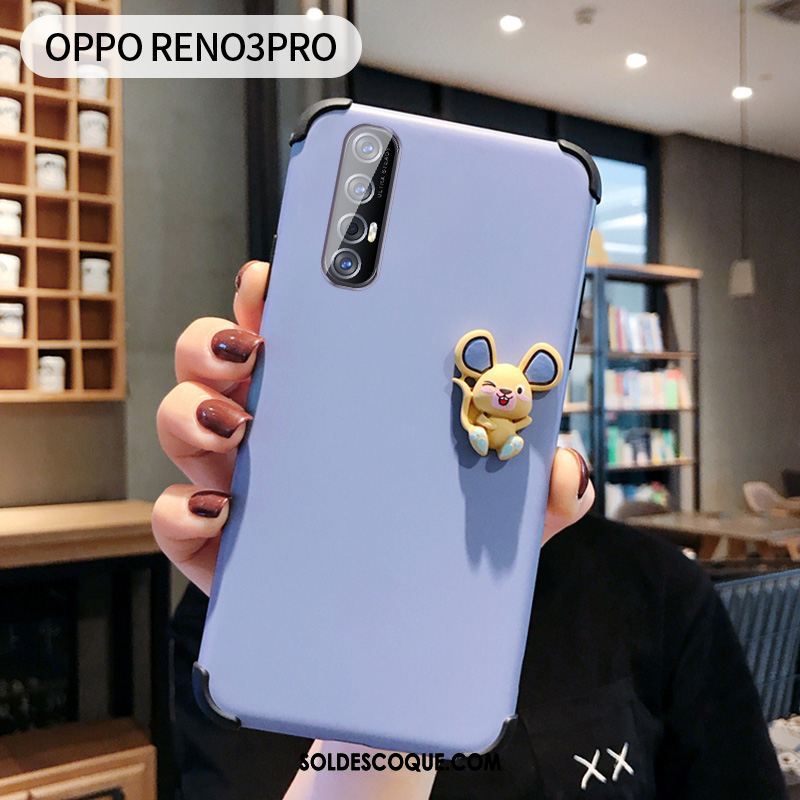 Coque Oppo Reno 3 Pro Charmant Rat Simple Délavé En Daim Dimensionnel Soldes