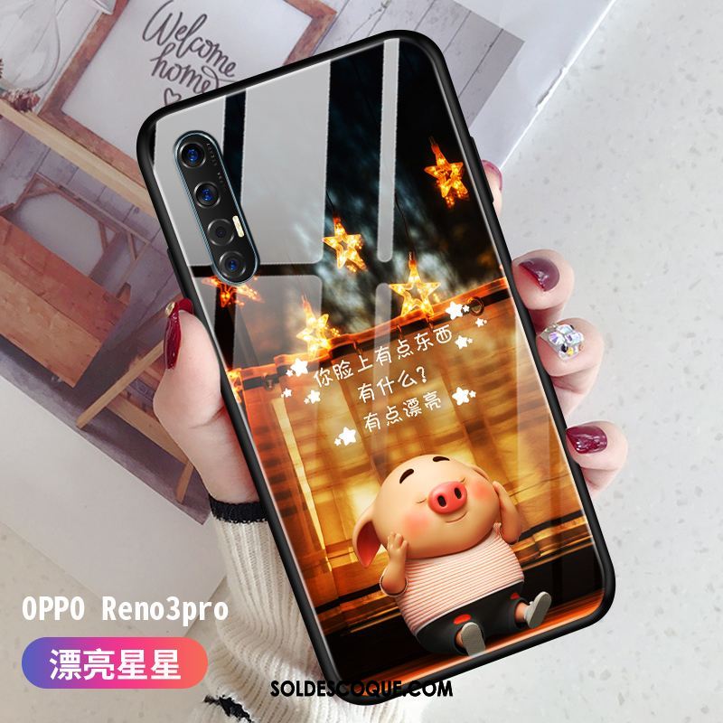 Coque Oppo Reno 3 Pro Dessin Animé Tendance Fluide Doux Vert Étui Pas Cher