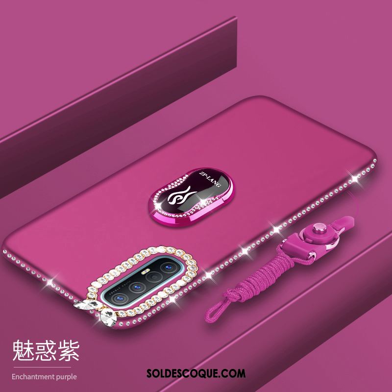 Coque Oppo Reno 3 Pro Incassable Délavé En Daim Luxe Étui Strass Housse Soldes