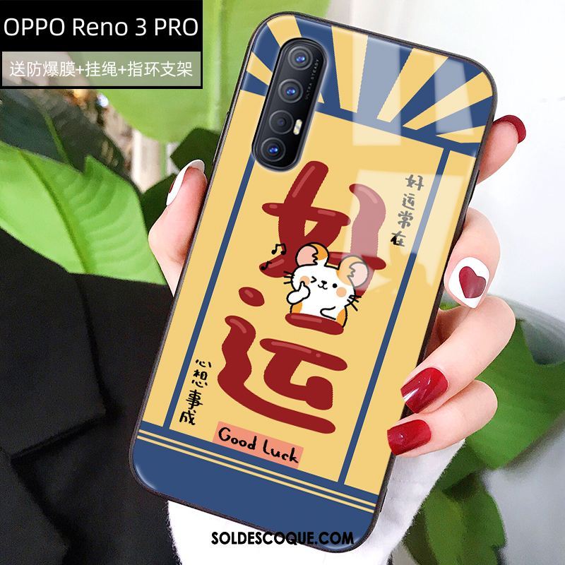 Coque Oppo Reno 3 Pro Tout Compris Incassable Protection Jaune Amoureux Pas Cher