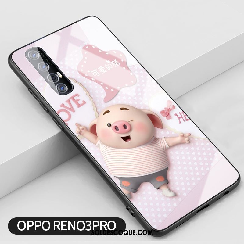 Coque Oppo Reno 3 Pro Verre Créatif Rose Incassable Fleur Pas Cher