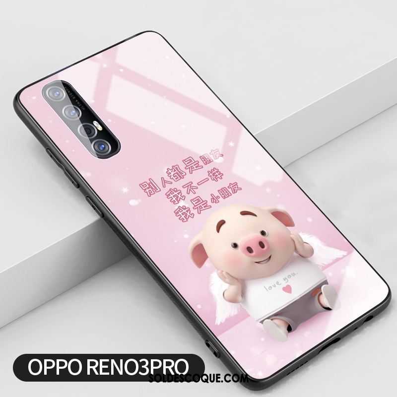 Coque Oppo Reno 3 Pro Verre Créatif Rose Incassable Fleur Pas Cher