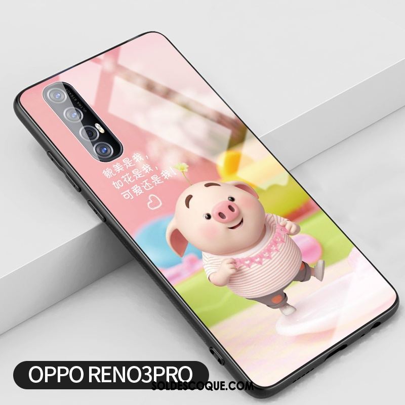 Coque Oppo Reno 3 Pro Verre Créatif Rose Incassable Fleur Pas Cher