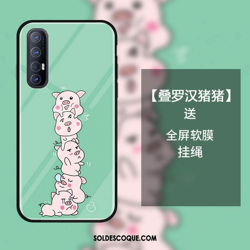 Coque Oppo Reno 3 Pro Verre Téléphone Portable Étui Charmant Dessin Animé Housse En Vente