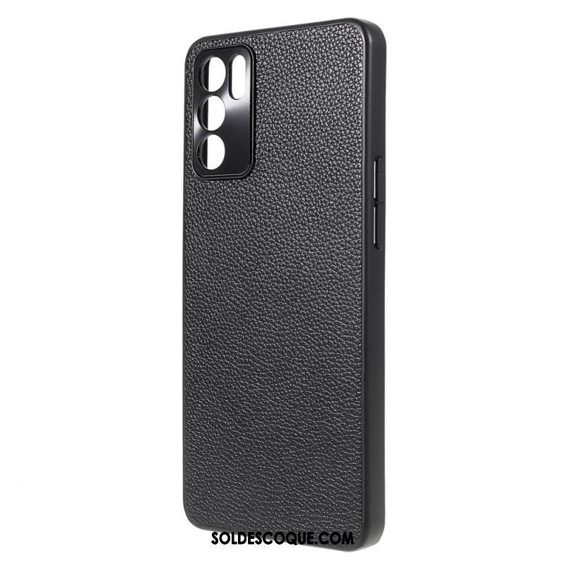 Coque Oppo Reno 6 5G Véritable Cuir Litchi