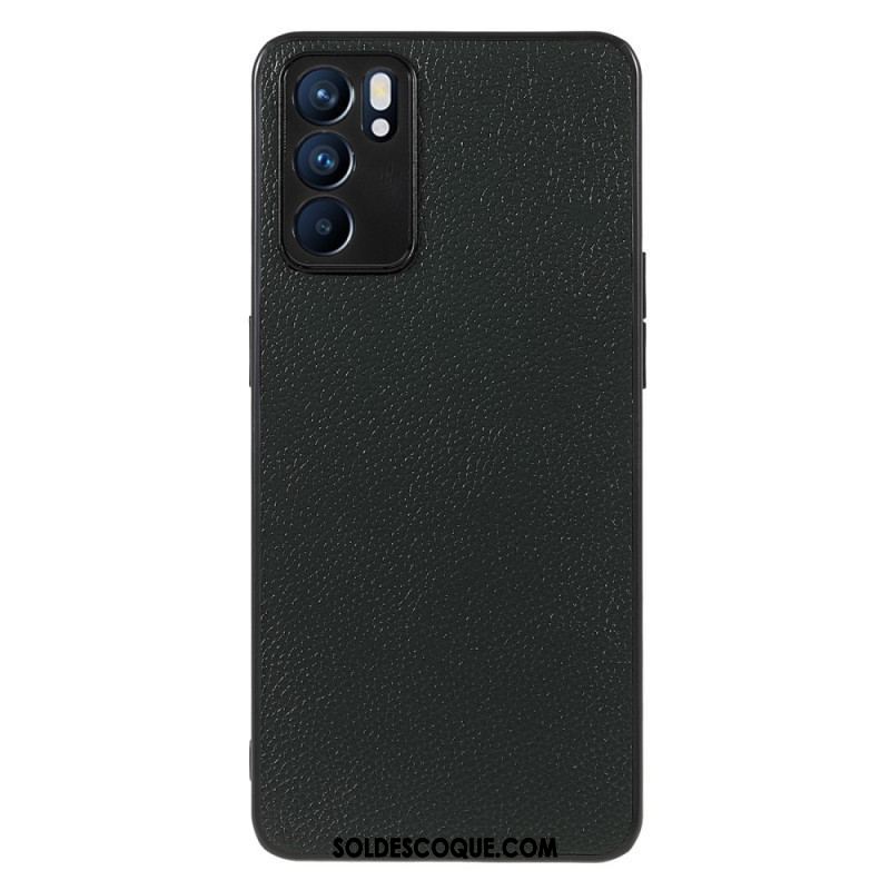 Coque Oppo Reno 6 5G Véritable Cuir Litchi