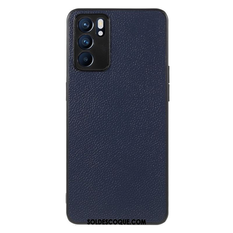 Coque Oppo Reno 6 5G Véritable Cuir Litchi