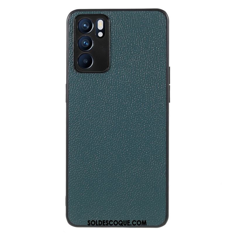 Coque Oppo Reno 6 5G Véritable Cuir Litchi