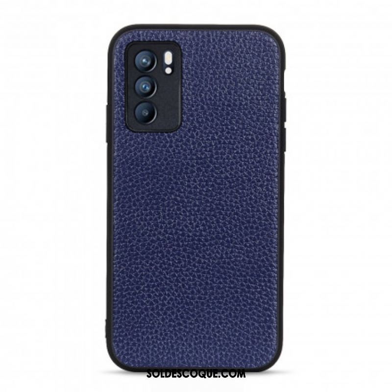 Coque Oppo Reno 6 5G Véritable Cuir Litchi