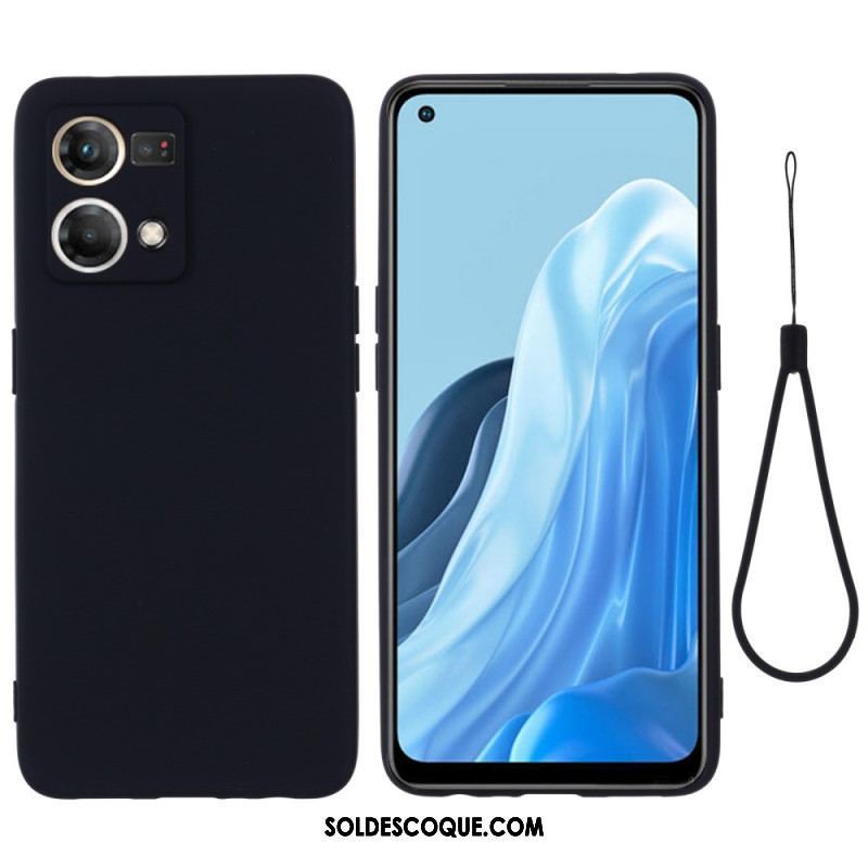 Coque Oppo Reno 7 Silicone Liquide Avec Lanière