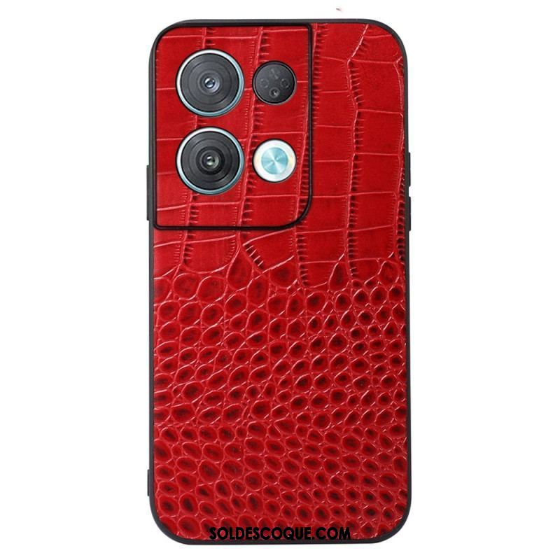 Coque Oppo Reno 8 Cuir Véritable Texture Crocodile