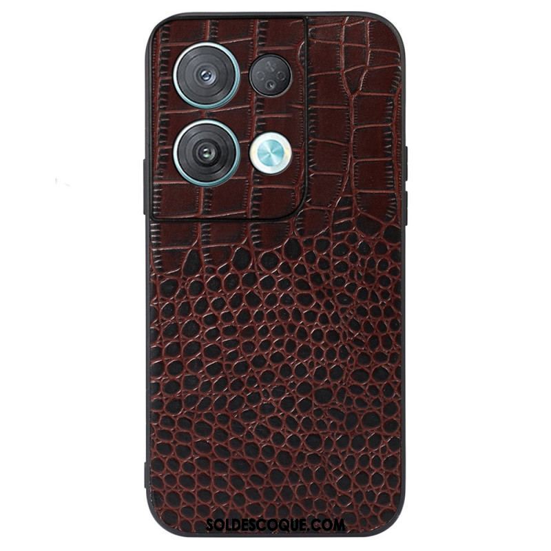 Coque Oppo Reno 8 Cuir Véritable Texture Crocodile