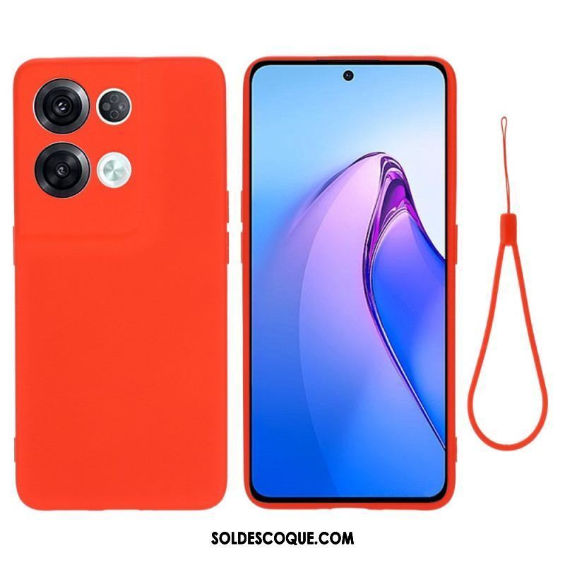 Coque Oppo Reno 8 Pro Silicone Liquide à Lanière