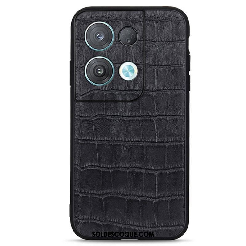 Coque Oppo Reno 8 Pro Véritable Cuir Style Crocodile