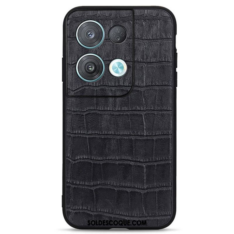 Coque Oppo Reno 8 Véritable Cuir Style Crocodile