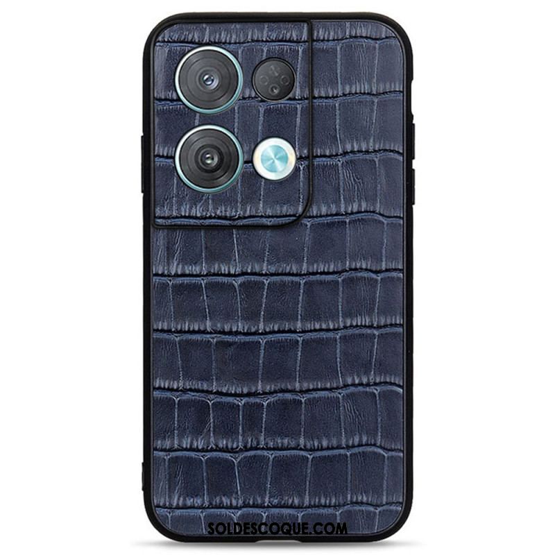 Coque Oppo Reno 8 Véritable Cuir Style Crocodile