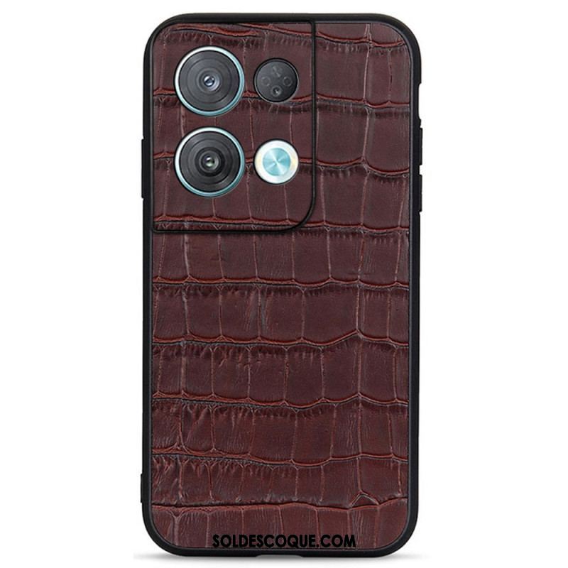 Coque Oppo Reno 8 Véritable Cuir Style Crocodile