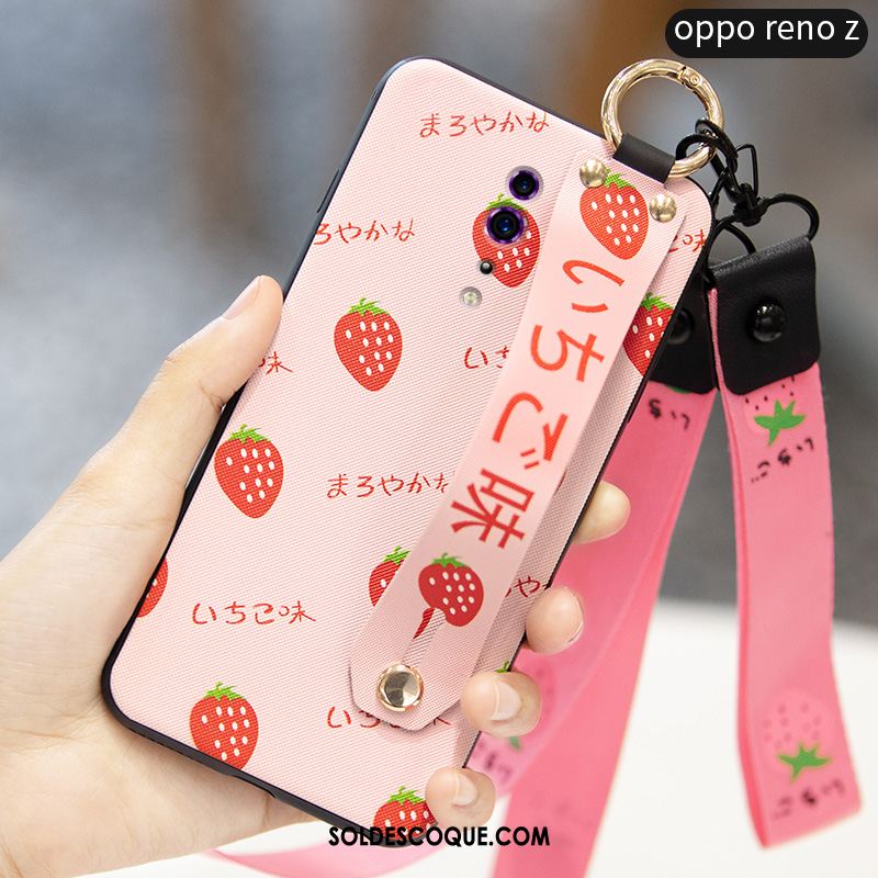 Coque Oppo Reno Z Protection Ornements Suspendus Fraise Fluide Doux Rouge En Ligne