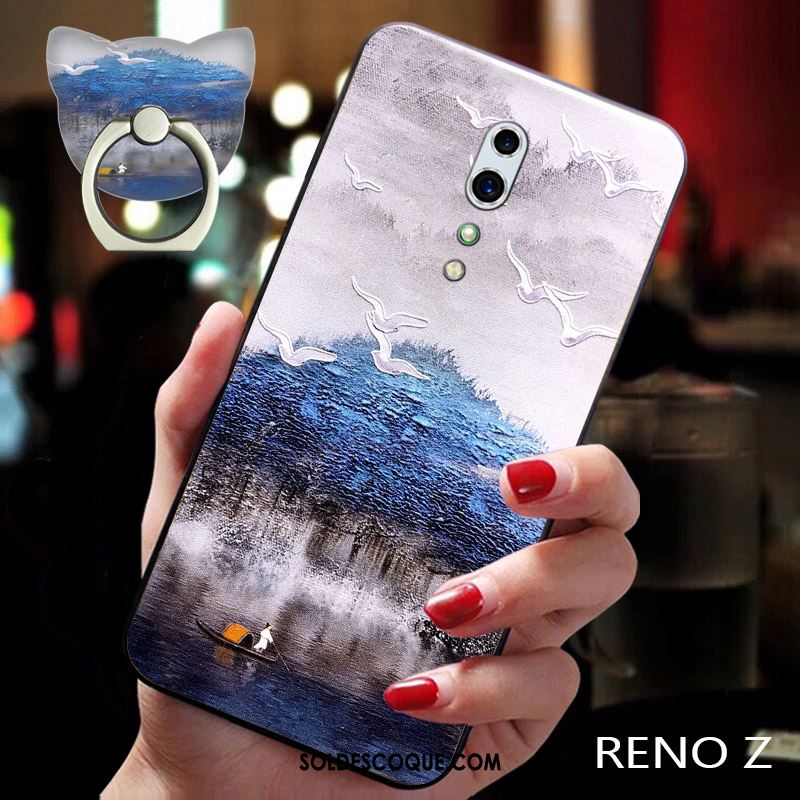 Coque Oppo Reno Z Téléphone Portable Silicone Prune Style Chinois Fluide Doux Pas Cher