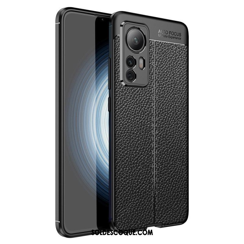 Coque Poco F4 Effet Cuir Litchi Double Line