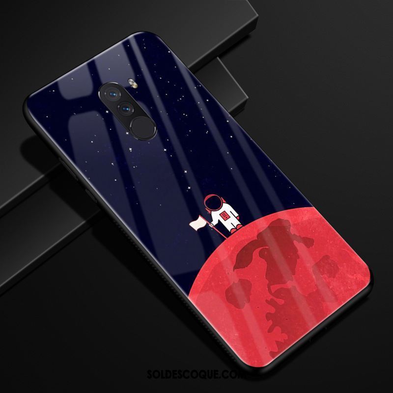 Coque Pocophone F1 Bleu Verre Créatif Tendance Téléphone Portable Pas Cher