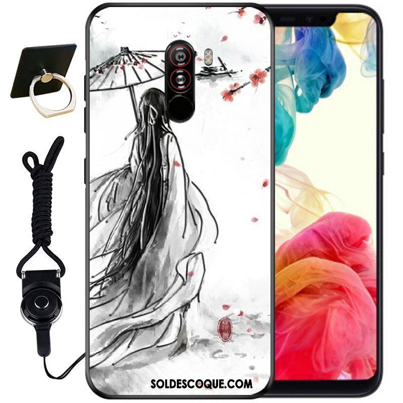 Coque Pocophone F1 Incassable Encre Vintage Mignonne Protection En Ligne