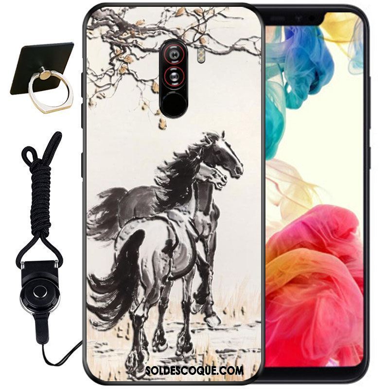 Coque Pocophone F1 Incassable Encre Vintage Mignonne Protection En Ligne