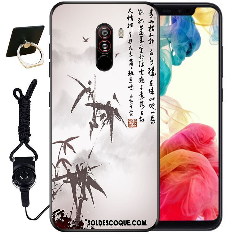 Coque Pocophone F1 Incassable Encre Vintage Mignonne Protection En Ligne