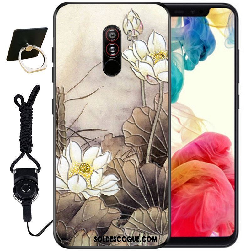 Coque Pocophone F1 Incassable Encre Vintage Mignonne Protection En Ligne