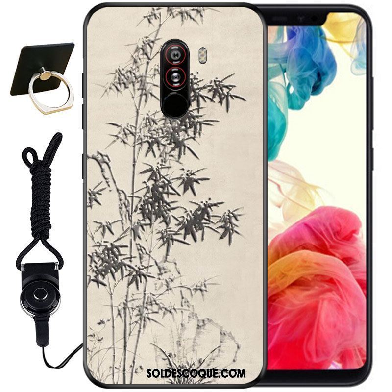 Coque Pocophone F1 Incassable Encre Vintage Mignonne Protection En Ligne