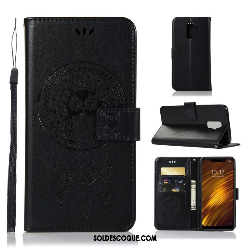 Coque Pocophone F1 Portefeuille Support Incassable Carte Étui En Cuir En Vente