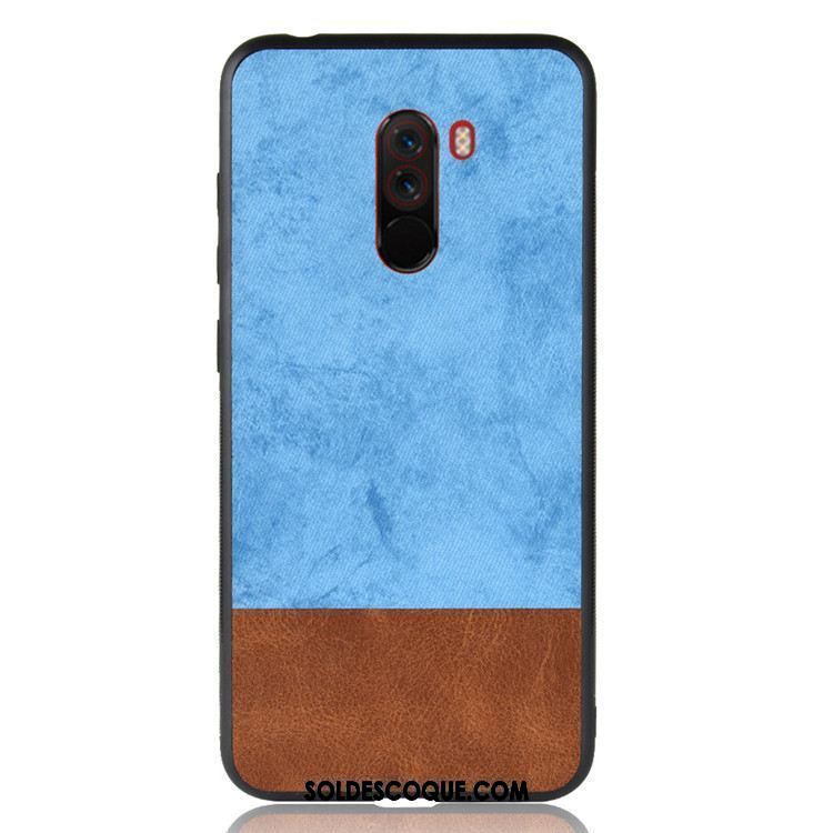 Coque Pocophone F1 Protection Créatif Couture Couleurs Tout Compris Bleu Soldes