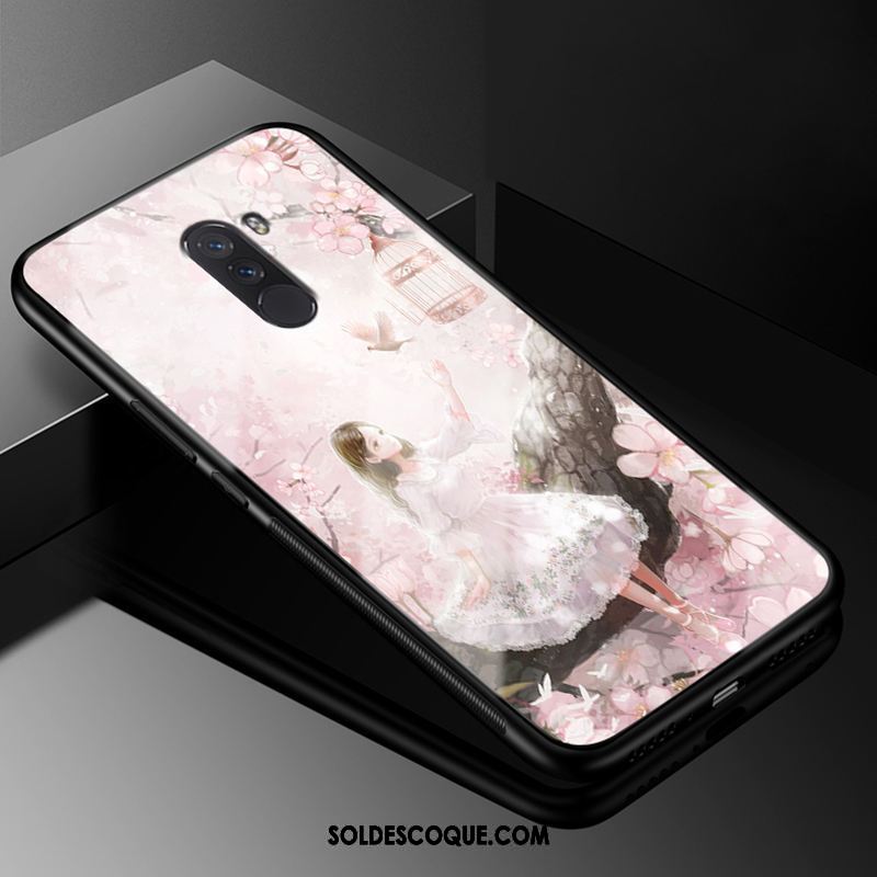 Coque Pocophone F1 Verre Trempé Incassable Rose Petit Simple En Ligne