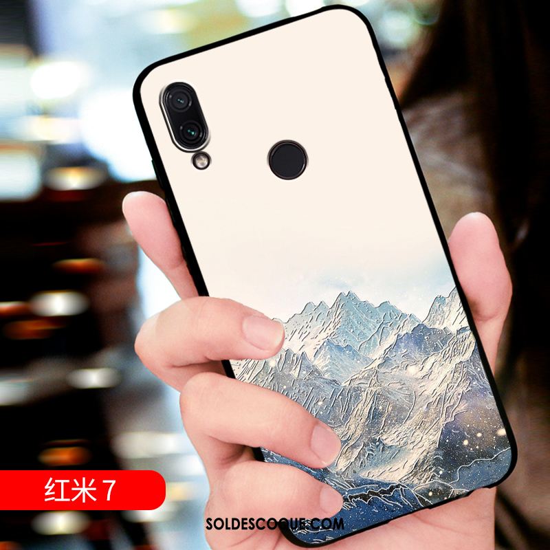 Coque Redmi 7 Rouge Personnalité Petit Téléphone Portable Délavé En Daim En Vente