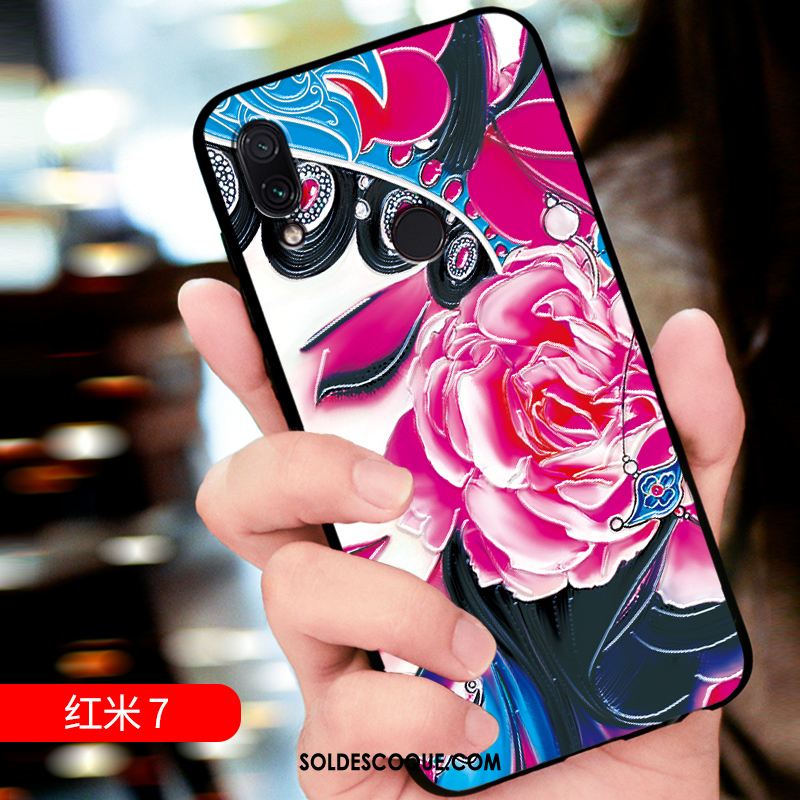 Coque Redmi 7 Rouge Personnalité Petit Téléphone Portable Délavé En Daim En Vente