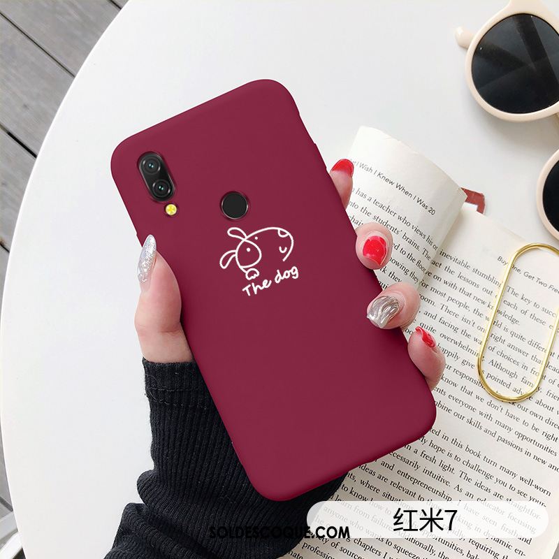 Coque Redmi 7 Tout Compris Dessin Animé Silicone Rouge Incassable Pas Cher