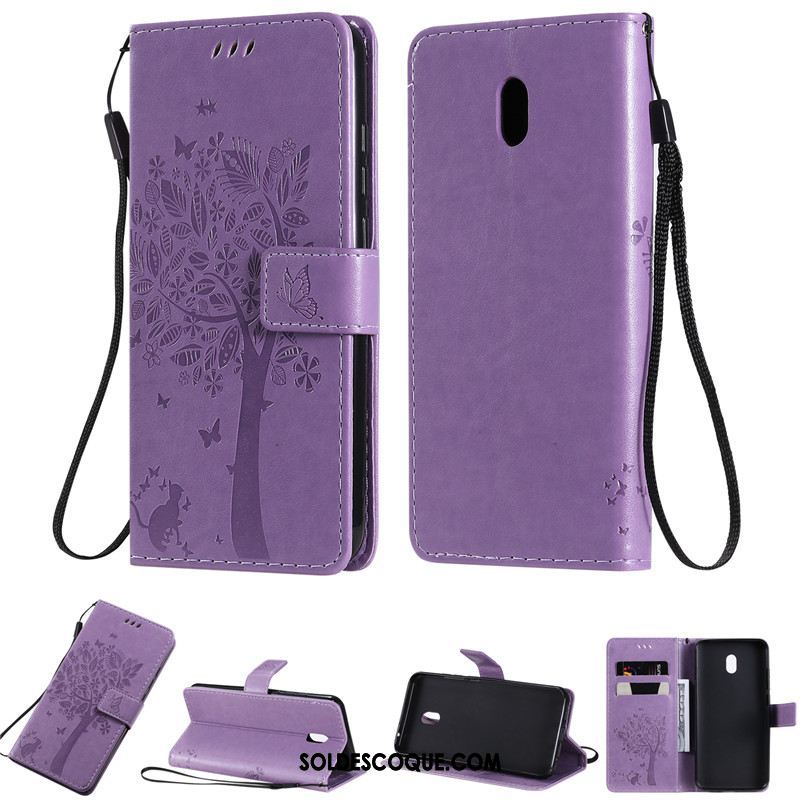 Coque Redmi 8a Étui En Cuir Téléphone Portable Incassable Violet Rouge Soldes