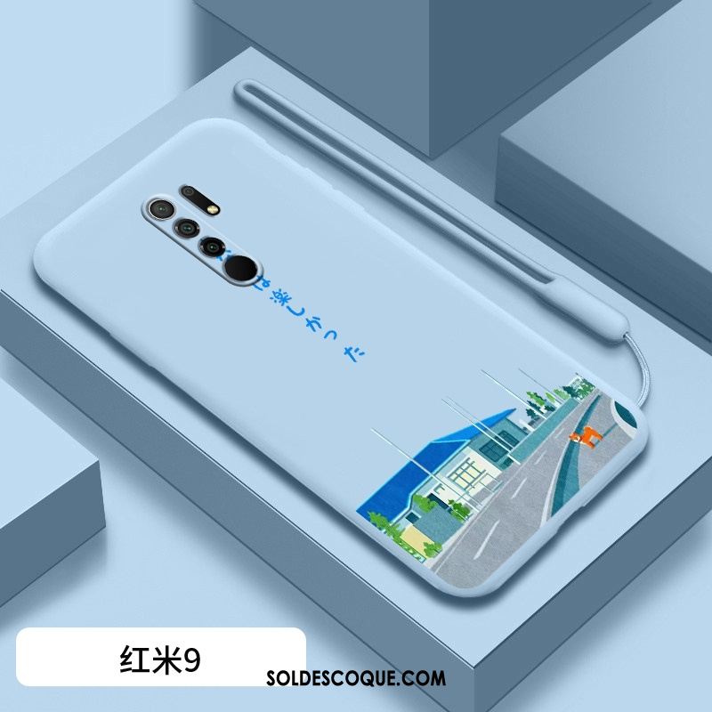 Coque Redmi 9 Incassable Fluide Doux Bleu Dessin Animé Très Mince Housse En Ligne