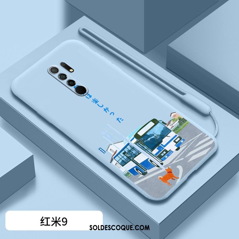 Coque Redmi 9 Incassable Fluide Doux Bleu Dessin Animé Très Mince Housse En Ligne