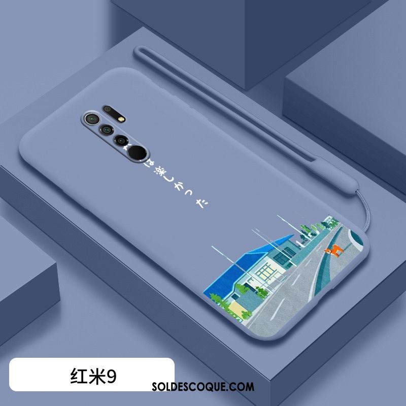 Coque Redmi 9 Incassable Fluide Doux Bleu Dessin Animé Très Mince Housse En Ligne