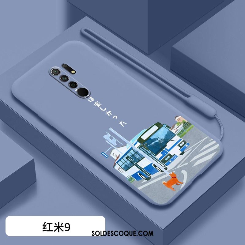 Coque Redmi 9 Incassable Fluide Doux Bleu Dessin Animé Très Mince Housse En Ligne