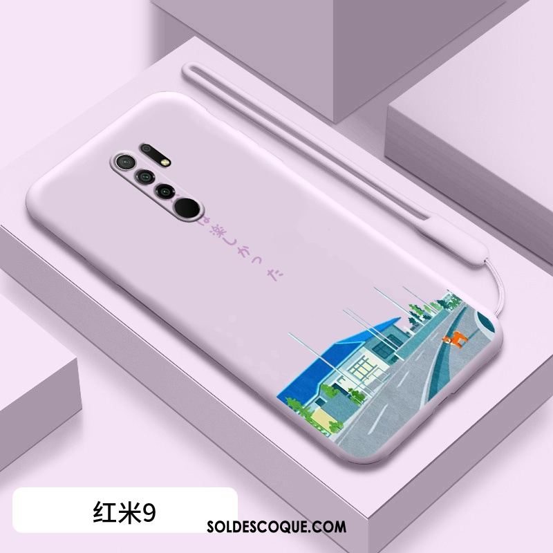 Coque Redmi 9 Incassable Fluide Doux Bleu Dessin Animé Très Mince Housse En Ligne