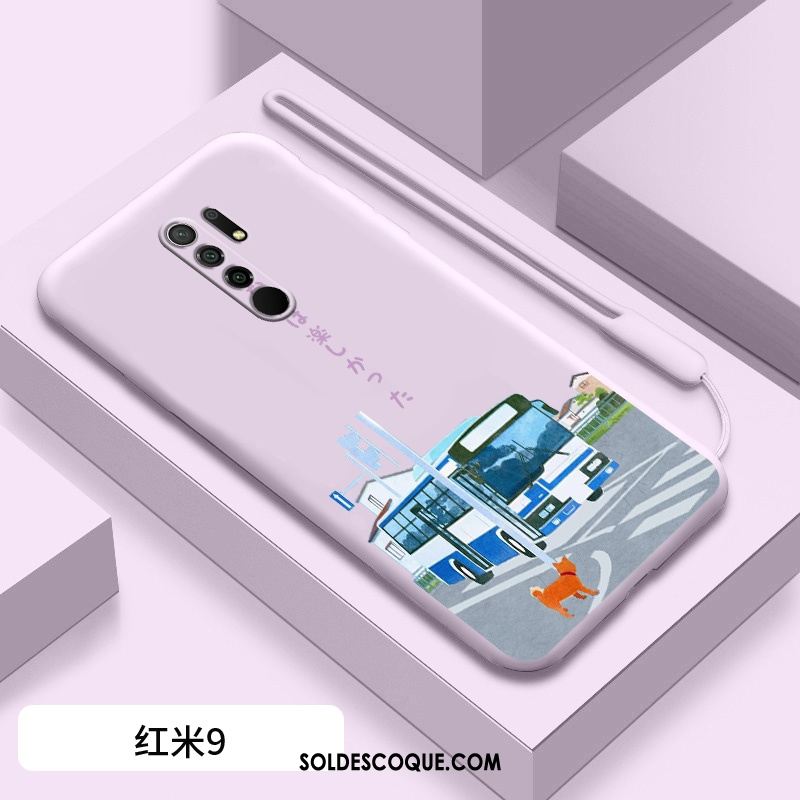 Coque Redmi 9 Incassable Fluide Doux Bleu Dessin Animé Très Mince Housse En Ligne