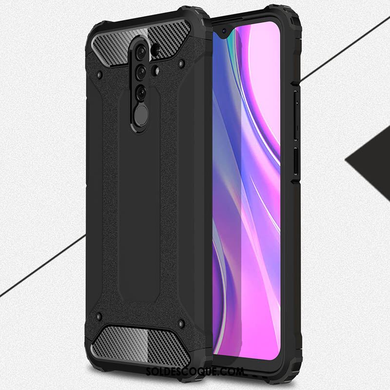 Coque Redmi 9 Nouveau Rouge Bordure Protection Délavé En Daim Pas Cher