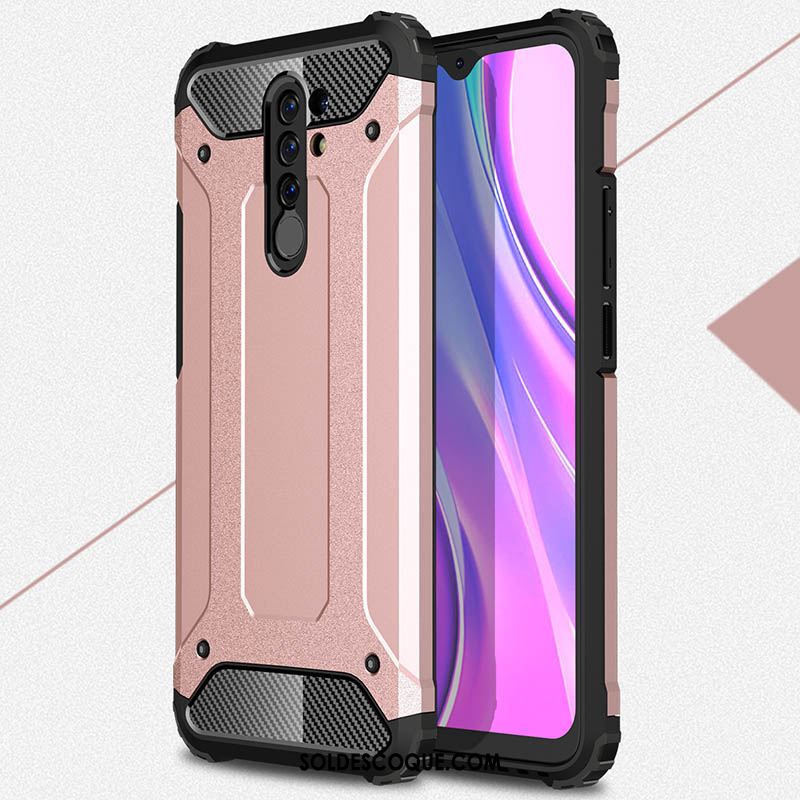 Coque Redmi 9 Nouveau Rouge Bordure Protection Délavé En Daim Pas Cher