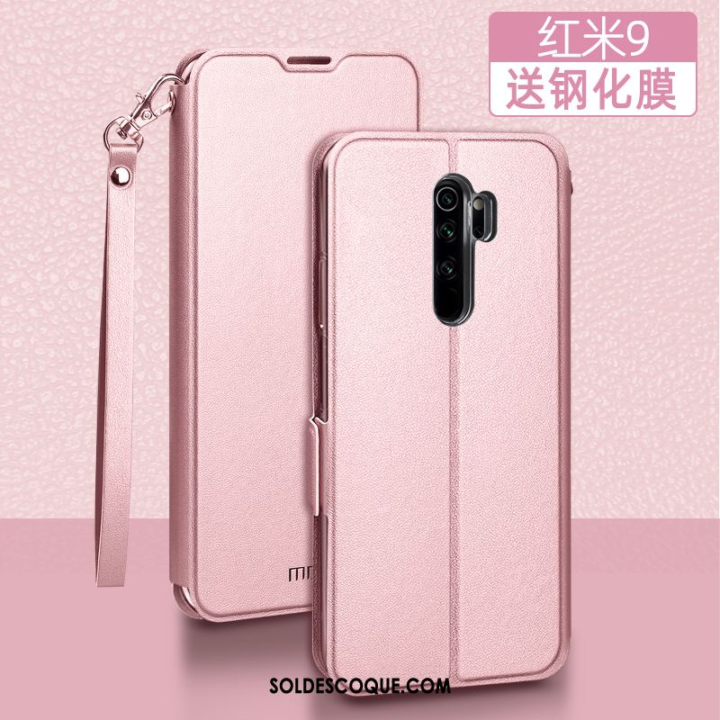 Coque Redmi 9 Rose Fluide Doux Incassable Rouge Marque De Tendance Pas Cher