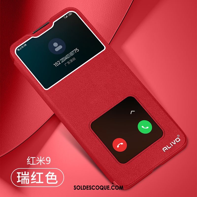 Coque Redmi 9 Rouge Petit Vert Téléphone Portable Protection Soldes