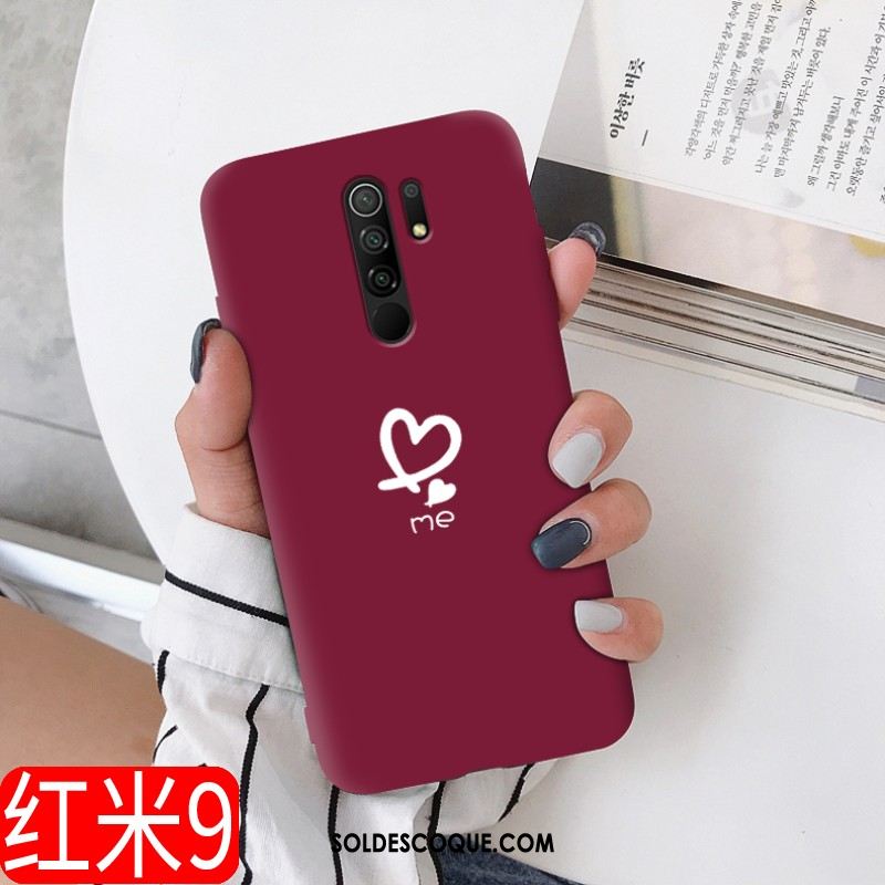 Coque Redmi 9 Vin Rouge Délavé En Daim Étui Tout Compris Téléphone Portable Soldes