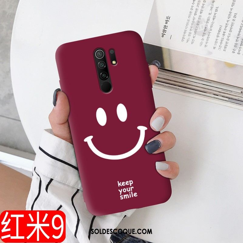 Coque Redmi 9 Vin Rouge Délavé En Daim Étui Tout Compris Téléphone Portable Soldes